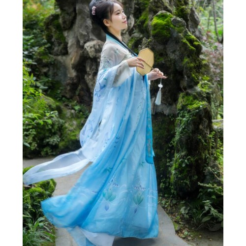 Chinese traditional Hanfu women chinese folk dance costumes stage performance fairy princess drama cosplay dress 